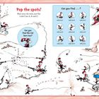Text oben links: "Pop the spots!"
Text in blauem Kreis: "Can you find the Cat here too?"
Illustration mit vielen kleinen Figuren in rot-weiß.