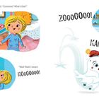 Ein Mädchen überrascht von einem freundlichen Geist. Sie lachen zusammen, während der Geist Geräusche macht. Illustrationen.