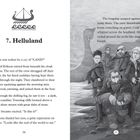7. Helluland. Sven was woken by a cry of “LAND!” Illustration von Personen und einem Drachenboot an einer felsigen Küste.