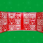 Ein Adventskalender mit roten Türchen, nummeriert von 1 bis 24. Weiß-rote Muster auf grünem Hintergrund mit Sternen.