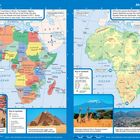 Links: Afrikakarte mit Ländernamen. 

Rechts: Physische Karte Afrikas. 

Eckdaten und Symbole erklärt.