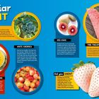 "Peculiar Fruit", blaue Bananen, weiße Kirschen, rote Kiwis, rosa Ananas, gelbe Wassermelonen, Pineberries. Verschiedene Früchte.