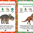 Links: "Pachyrhinosaurus", spätkretazisch, Pflanzenfresser, 8 Meter, Kanada, USA. Rechts: "Parasaurolophus", 9 Meter. Illustrationen.