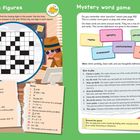 "Find the figures", "Mystery word game", "Aim: think carefully, listen well", "How to play", Wörter: repine, apricity, ultracrepidarian.