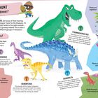 "On the Hunt: Who's for dinner? Tyrannosaurus Rex, Ornithomimus, Deinonychus, Sauropelta. Pflanzen, Insekten, Eier, Fleisch."