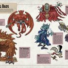 Mehrere Fantasy-Kreaturen: "Big Bads" überschrift. Texte beschreiben "Pit Fiend", "The Tarrasque", "Szass Tam", "Lich", "Roc", "Vecna".