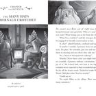 Kapitelüberschrift: "CHAPTER THE SEVENTH - THE MANY HATS OF BERNALD CROTCHET". Zwei Männer sitzen am Kamin.
