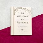 Buchtitel: "so witches we became" von Jill Baguchinsky. Baumzweige zieren die Seite auf grauem und violettem Hintergrund.