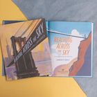 Text: "Reaching Across The Sky: A Celebration of Bridges", "Christy Hale". Ein Buchcover mit Brücke in einer illustrativen Art.