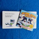 Der Text links lautet: "Sam was still in diapers! He wanted big boy underwear, too." Daneben Illustration eines Skunks in Windeln.