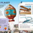 "TAKING FLIGHT" beschreibt den Beginn des Fliegens mit Ballons und Flugzeugen. Enthält Illustrationen eines Heißluftballons und Flugzeugs.