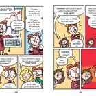 Comic mit zwei Figuren. Eine spricht über Buchhaltung; die andere über Abenteuer. Sie diskutieren über Sandwiches.