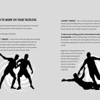 Links: "HOW TO WORK ON YOUR TACKLING" erklärt Standing Tackles. Silhouetten zweier Fußballspieler. Rechts: Sliding Tackles.