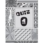QUIZ 1: Fragen zu TV, Geschichte und Musik. Trivialthemen 1973, Barcodes, Slade. Unten links eine Boombox-Illustration.