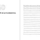 Links: "40 Work on your penmanship." Rechts: "The quick brown fox jumped over the lazy dog." mit Linien darunter.