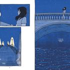 Text: „Ara? Found you.”, „I can only change my future.” Illustration: Ein Mädchen auf einer Brücke bei Nacht.
