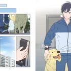 Sechs Illustrationen: Oben links Zwei Sprechblasen; Unten rechts Person in blauem Anorak mit Hund, überrascht.