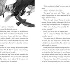Zwei Seiten eines Buches zeigen einen Text und schwarz-weiße Illustrationen von Tieren wie Eichhörnchen und Vögeln.
