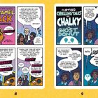 Eine Comic-Seite mit zwei Geschichten: "Caramel Jack" und "Chalky the Ghost Donut". Beide haben humorvolle Dialoge.
