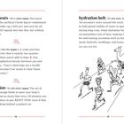 hill repeats, hurdle, hydration, hydration belt. Illustration von Läufern und einem Kamel auf einem hügeligen Pfad.