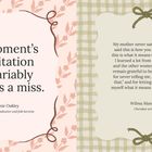 Links: Spruch von Annie Oakley über Zögern. Rechts: Zitat von Wilma Mankiller zur Selbstdefinition als Frau. Verschnörkelte Rahmen.