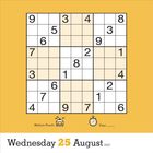 Mittig "Medium Puzzle", darunter "Wednesday 25 August 2027". Sudoku-Gitter auf gelbem Hintergrund.
