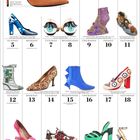 "SEPTEMBER" steht oben, darunter Zitat von Michael Kors. Verschiedene auffällige Schuhe für jeden Tag des Monats.