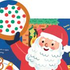 "In the morning, what a sight! A bite is missing." und "Santa was here last night!" Ein fröhlicher Weihnachtsmann mit Keksen.