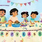 Text: "Easter at Grandma’s is always so sweet! HAPPY EASTER". Illustration mit Menschen an einem geschmückten Ostertisch.
