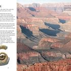 „Deep Time“ in großer Schrift. Ein Text erklärt die geologische Schichtung und Fossilien, daneben eine Landschaftsansicht.