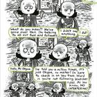 Comic mit Figuren in Umhängen. Sprechblasen über Dr. Banner, Fans, Regeln und Zuschauer.