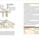 Text über den Bau von Giebelendwänden und Einbau von Fenstern und Türen. Zeichnungen von Holzwänden und Giebelenden.