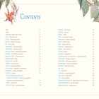 "Contents" steht groß oben. Links Blumenarten mit Seitenzahlen, rechts Fortsetzung. Blumenillustration oben links.