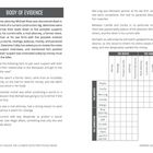 "Body of Evidence" oben. Tabelle mit Motiven und Verbindungen. Hinweise über Verdächtige und Motive, die es zuzuordnen gilt.