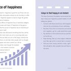 "The science of happiness" und "Ways to feel happy in an instant" mit Tipps zur Förderung des Wohlbefindens. Diagramm mit Pfeil.