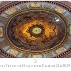 "St. Peter, Wien Österreich" steht unter einem Deckenfresko mit himmlischen Szenen in warmen Farben. Kalender für März.