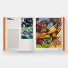 Text: "SEAN STEADMAN". Links oben weicher, abstrakter Text, rechts dynamische, farbige, abstrakte Gemälde.