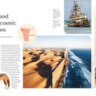 Skeleton Coast, Namibia. Einsamkeit und Raum in kosmischen Dimensionen. Abgelegene Wildnis, rohe Natur. Namibia-Karte; Wüste trifft Ozean. Schiffswrack. Wüstenfuchs, Elefant.