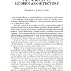 THE STRUCTURES OF LANGUAGE IN THE HISTORY OF MODERN ARCHITECTURE, Translated by Jolanda Devalle. Text über historiographische Analyse und Architektur.