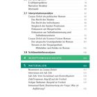 Ein Inhaltsverzeichnis mit drei Hauptkapiteln: "Stil und Sprache", "Rezeptionsgeschichte", "Materialien".