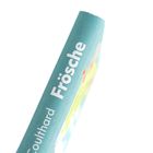 Text: "Frösche" und "Coulthard". Der Buchrücken ist türkisfarben und zeigt Details eines Buches.