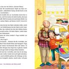 Textausschnitt über Fanny und ihre Familie. Vater, Tochter und Mutter in einem bunten Raum mit Laptops und Ordnern.