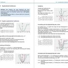 Quadratische Funktionen werden erklärt, einschließlich Spiegelung und Verschiebung. Diagramme zeigen Normalparabeln.