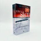 Aufrecht stehendes Buch, Titel: "Lügnebel", "Viveca Sten", "Ein Fall für Hanna Ahlander", "Spiegel Bestseller" Aufkleber.