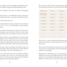 Text passagen wie "Glücks zusammen." und "Ein Mangel an Freiheit..." beschreiben persönliche Entwicklung und Freiheit. Eine Tabelle enthält Begriffe wie "Abenteuerlustig", "Innovativ", "Entspannt".