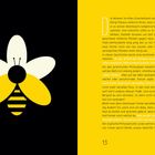 Seite 13. Text über das Schiff des Theseus und Heraklits Philosophie. Illustration einer stilisierten Biene.