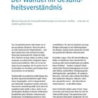 Seite 8, Überschrift: "Der Wandel im Gesundheitsverständnis". Untertitel: "Warum klassische Gesundheitskonzepte...". Text erläutert Herausforderungen im Gesundheitswesen.