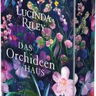 „Lucinda Riley, Das Orchideenhaus, Roman, Goldmann.“ Eine farbenfrohe Buchhülle mit floralen und Orchideenmotiven.