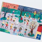 "KRÄH! KRÄH!", "BUHUUU!", "KLATSCH, KLATSCH!", "HUI!", "GURR, GURR!", "TAP, TAP, TAP!", "JUHUHU!", "BOING!", "PLOPP!", "KUCKUCK!", "NIAM!"  
Illustration: Kinder spielen in einem Park.