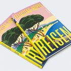 „Felicitas Hoppe, Reisen“ steht auf Buchcovern. Illustration von Küste mit Bäumen und Architektur, pastellige Farben.